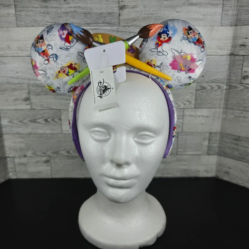 Disney Parks Artist Series Minnie Mouse Ear Headband Palette Paintbrush NWT